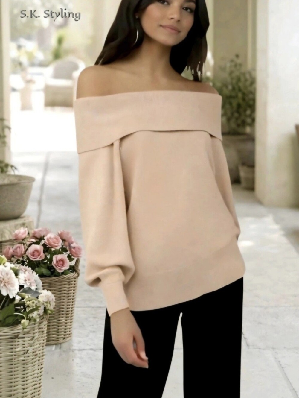 NWT- PAIGE Izabella Off the Shoulder Soft Sweater Wool Blend in Camel size Large